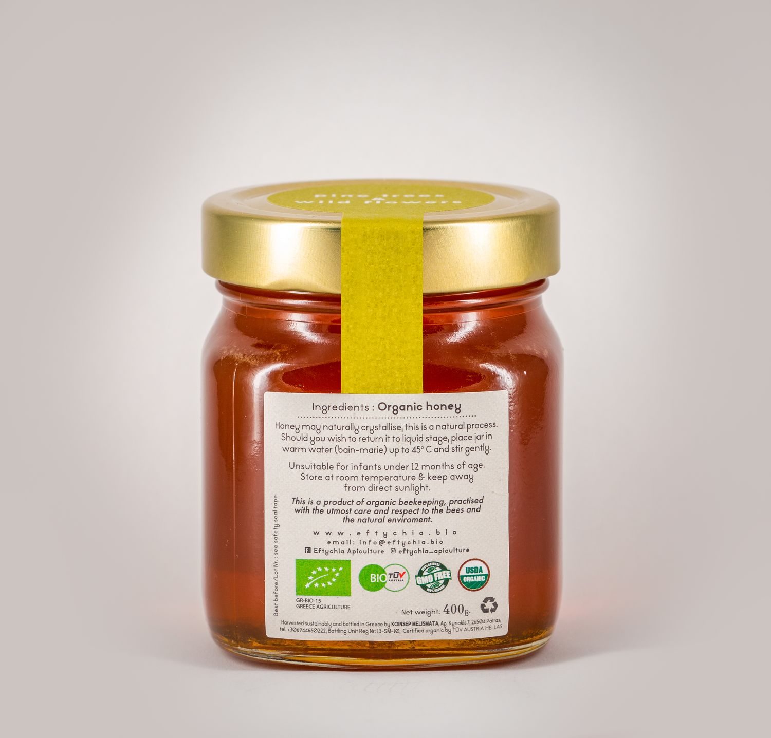 Organic honey from Pine trees and Wild Flowers - 400g