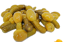 Manzanilla table olives stuffed with pickles spicy or natural. 500 gr
