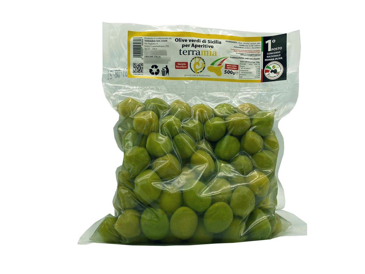 Nocellara variety sweet olives in brine 1 kg Net weight