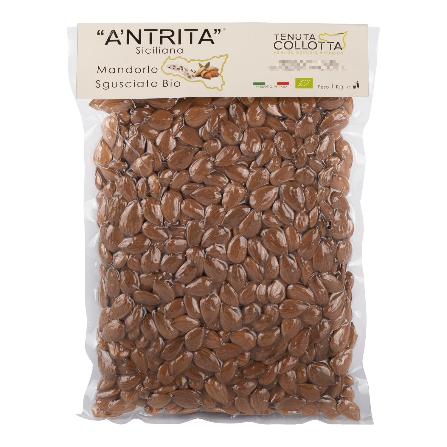 A'Ntrita® - Organic Shelled Almonds 1 Kg - 100% Italian - Made in Sicily