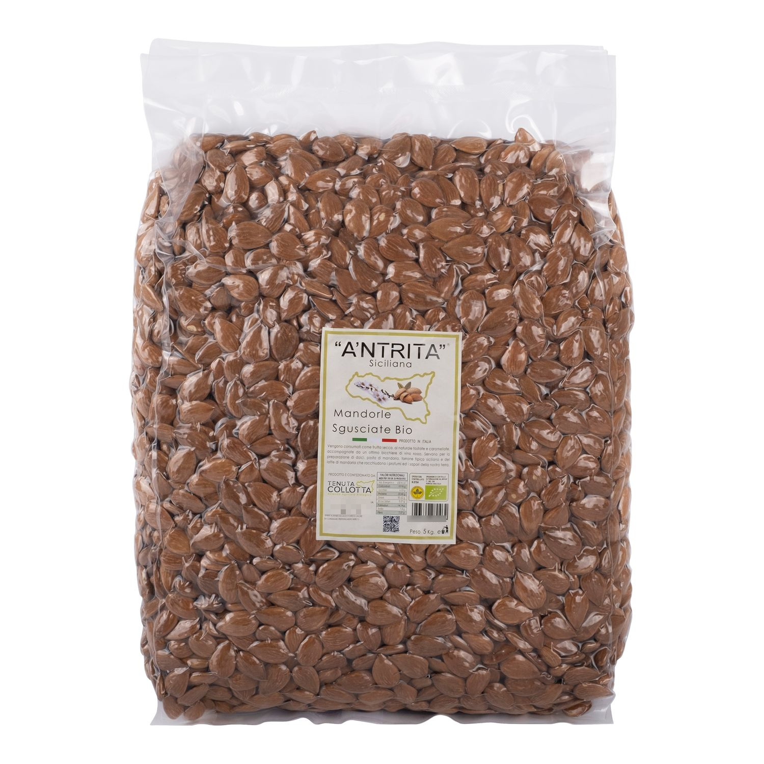 A'Ntrita® - Organic Shelled Almonds 5 Kg - 100% Italian - Made in Sicily