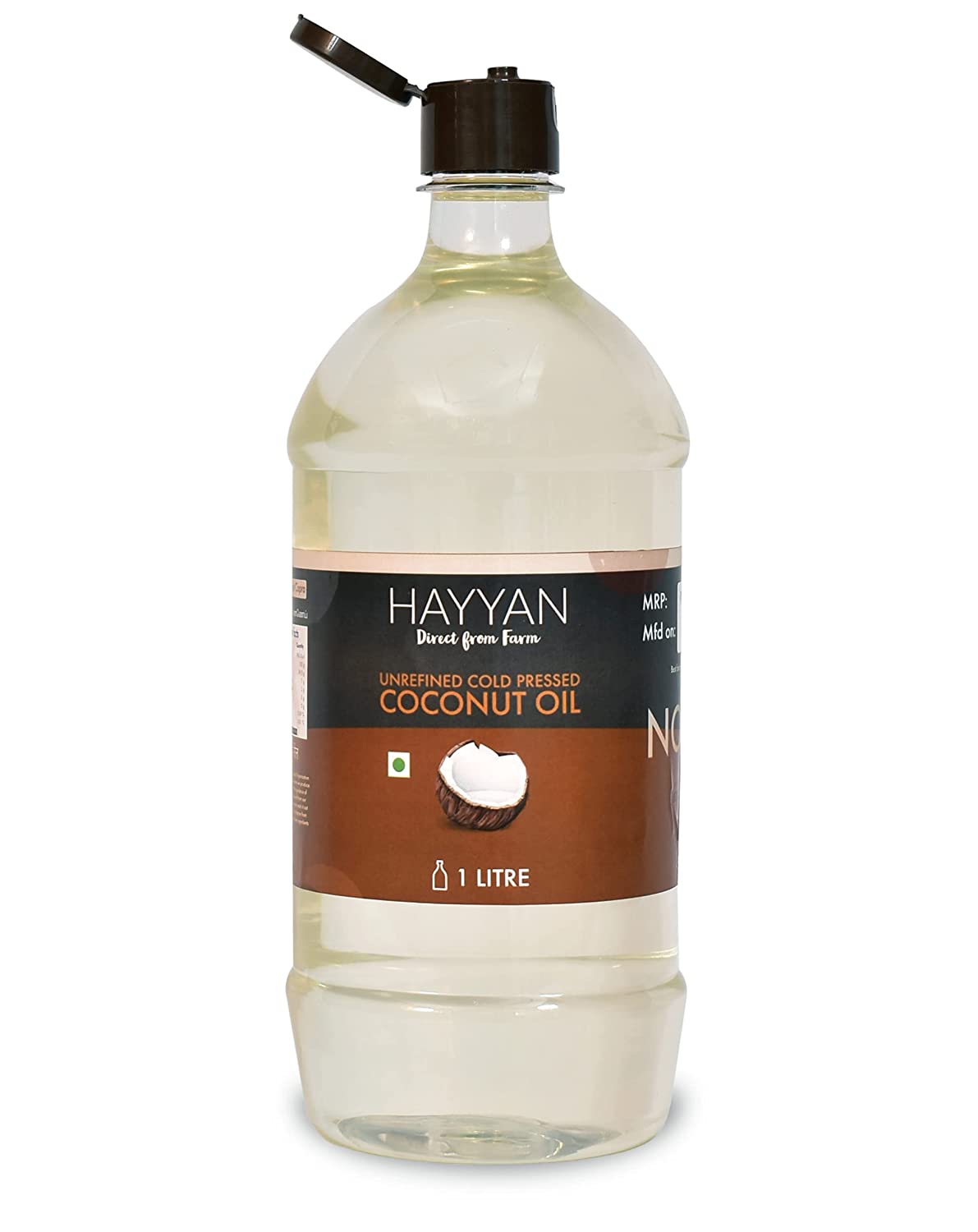Cold Pressed Coconut Oil - Own Farm Unrefined for Cooking, Skin, Hair & Baby massage (Chekku/Ghani) - 1 Litre