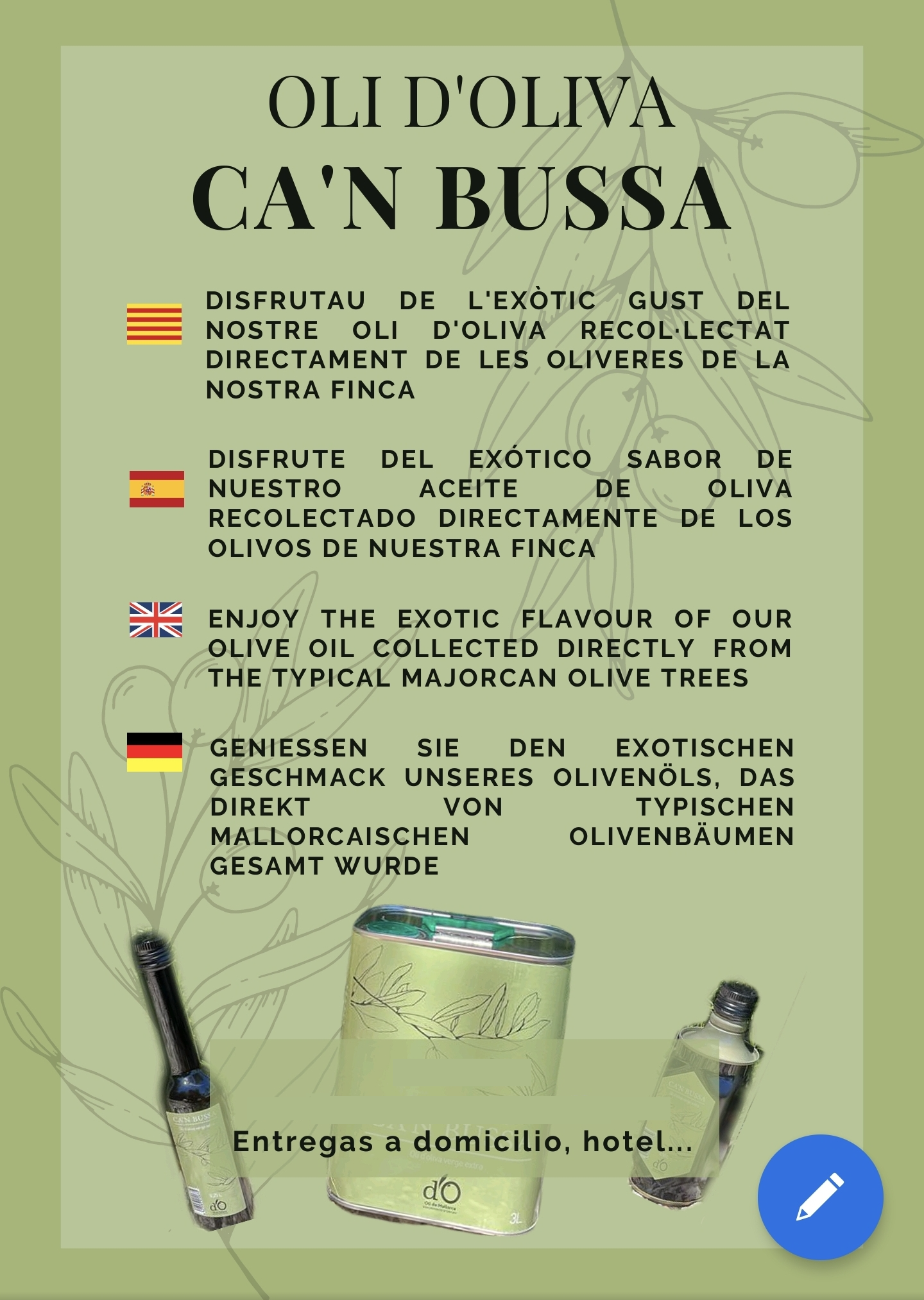 Extra Virgin Olive Oil Denomination of Origin Mallorca 25cl bottle.