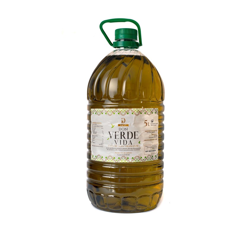 Don Verde Vida Extra Virgin Olive Oil , picual variety. PET 5 liters