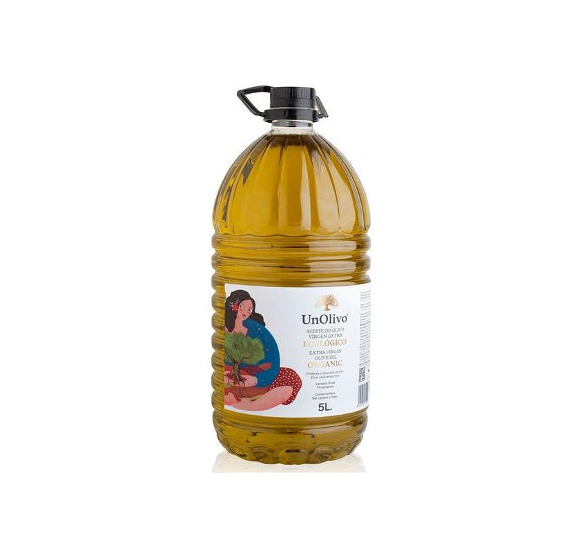 Organic Extra Virgin Olive Oil UnOlivo. Picual variety. Container of 5 liters.