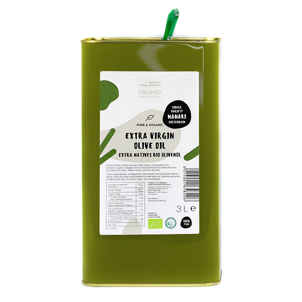 MANAKI extra virgin olive oil monovarietal in tin container 3lt