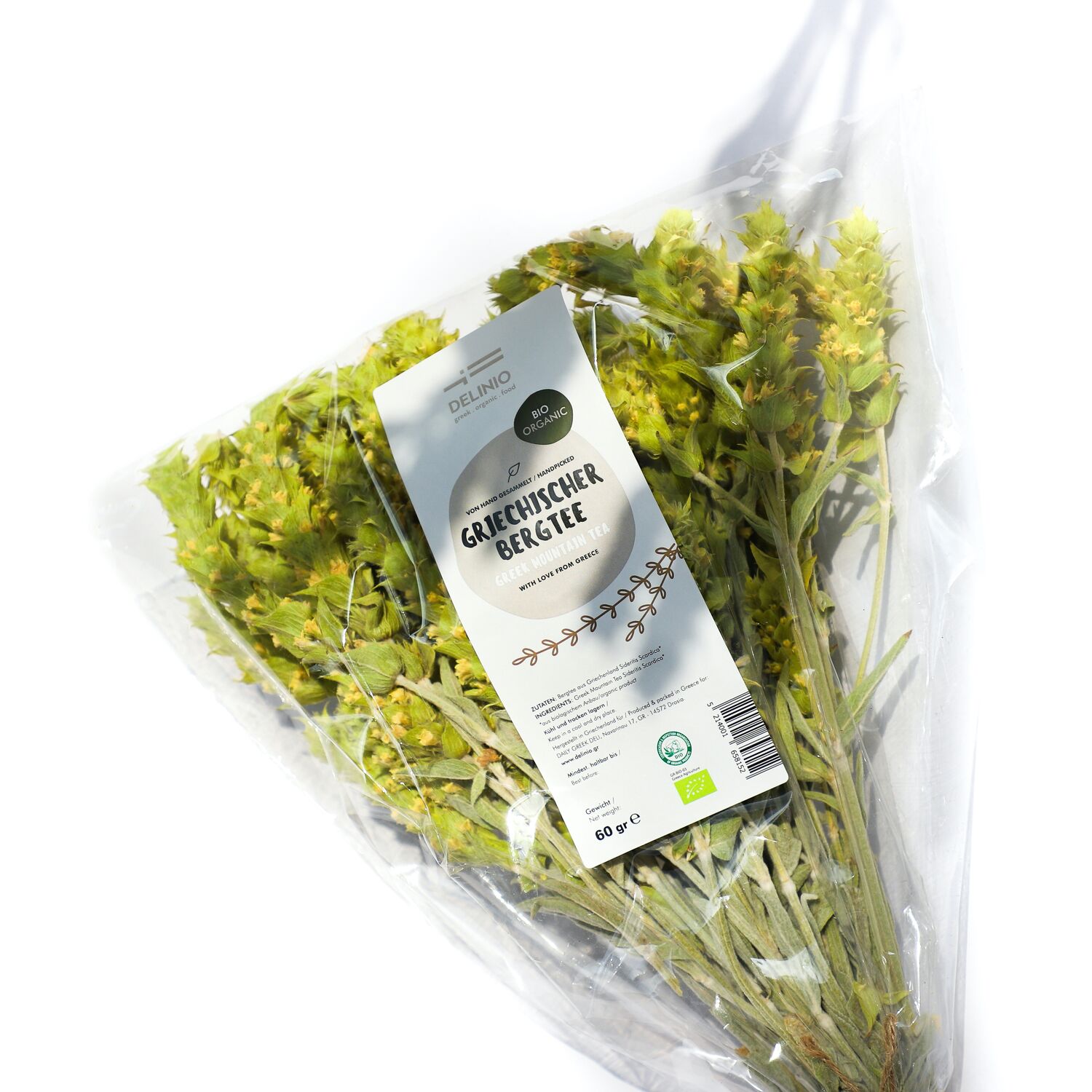 Organic Mountain Tea SIDERITIS SCARDICA, 60g with whole leaves (Box of 50 bunches/pieces)