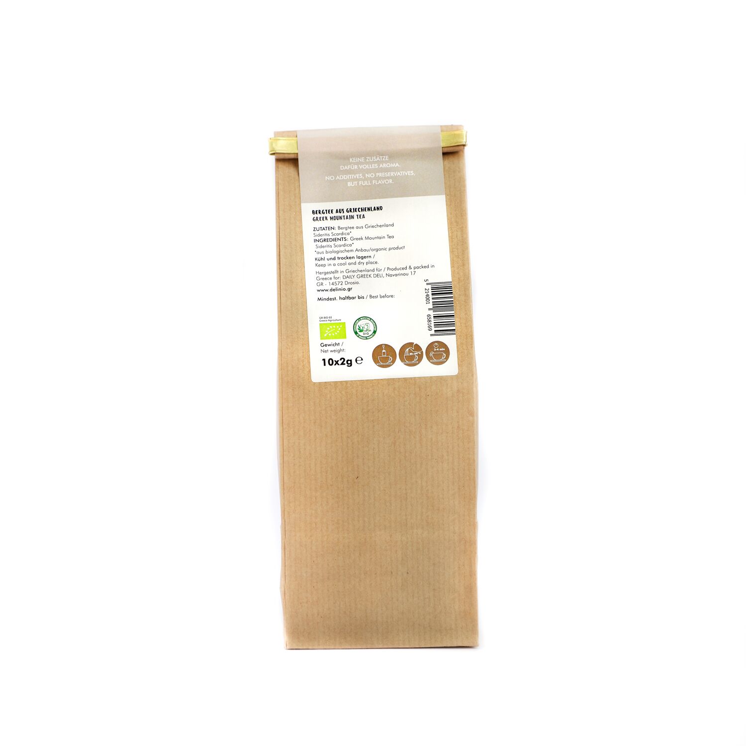 Organic Mountain Tea Sideritis Scardica 10 tea bags of 2g (Box of 150 pieces, 150 x 10 individual tea bags)