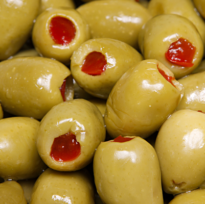 Green Olive Stuffed With Red Pepper Variety Chalkidiki - 220g Vac