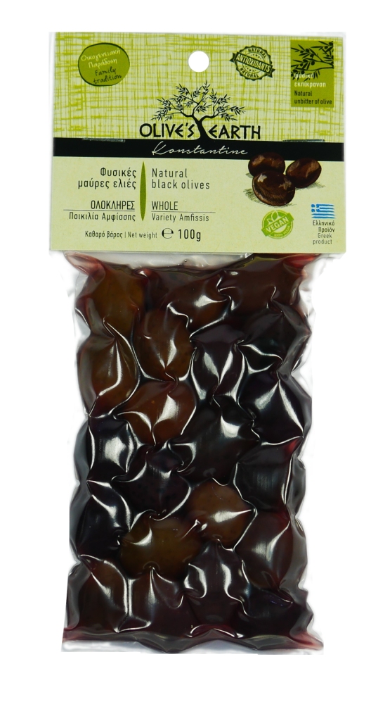 Olive Black Natural Whole Variety Amfissis - 100g Vac