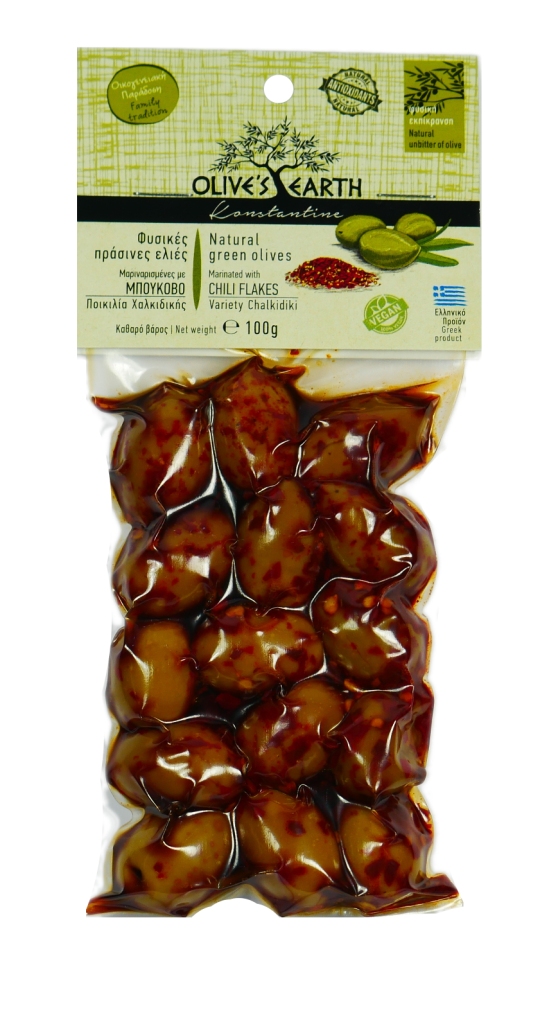 Green Olive Marinated With Pepper Variety of Chalkidiki - 100g Vac