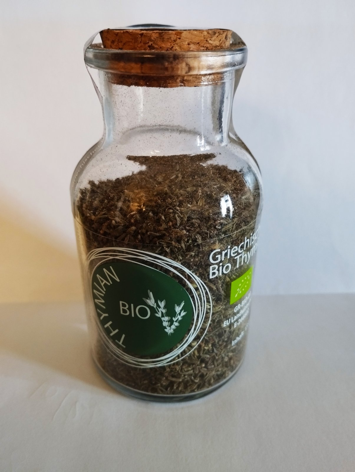 Organic Thyme glass jar of 15grams SEALED WITH CORK