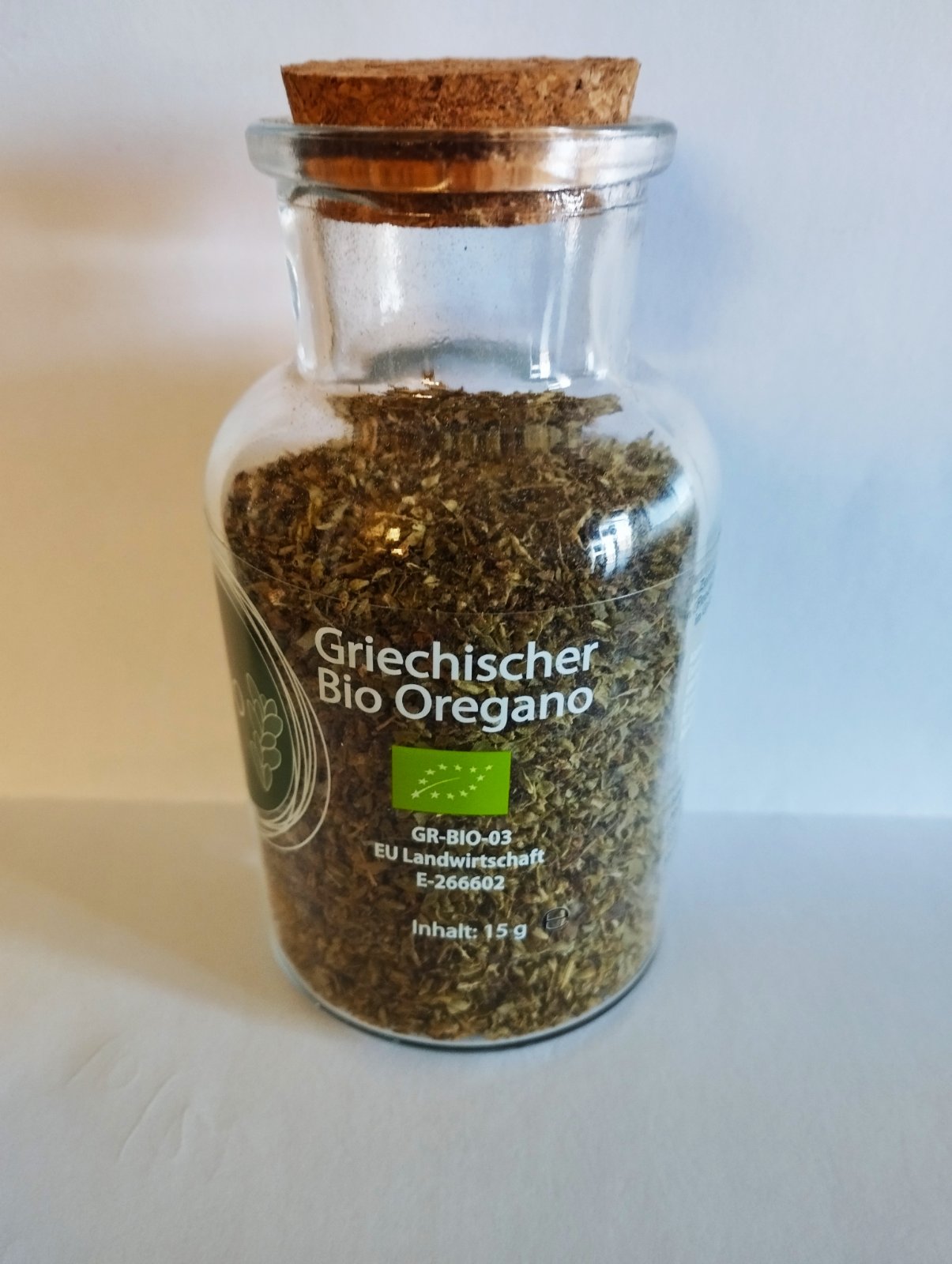 Organic Oregano in glass jars of 15gram SEALED WITH CORK