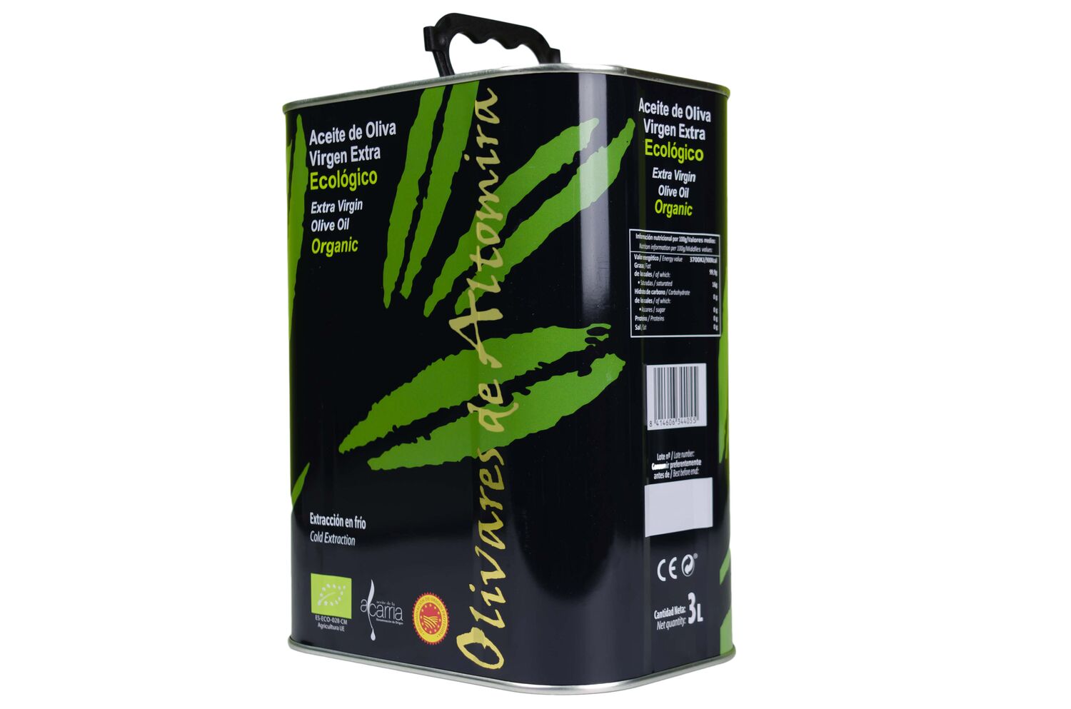 Extra Virgin Olive Oil 3l tin . PDO La Alcarria. Organic. EVOO.