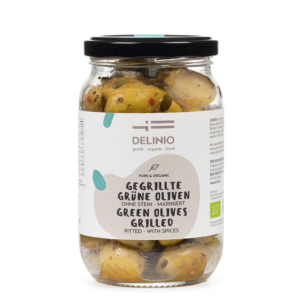 Grilled Green Olives, organic, 6 jars x 180 gr